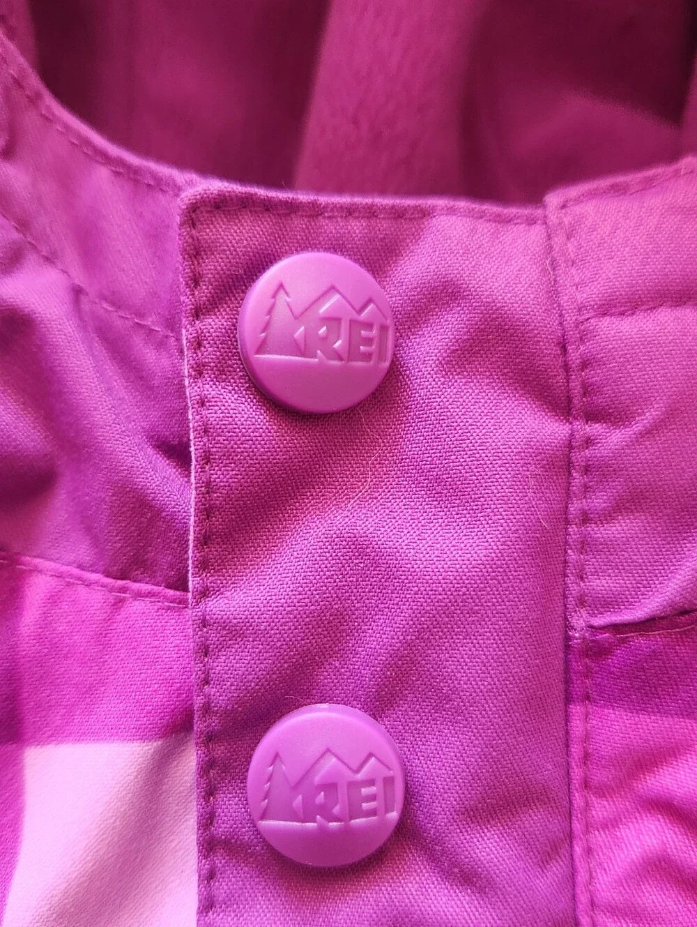 REI Toddler Ski Jacket Size 3T Purple Plaid Outdoors Kids Hood